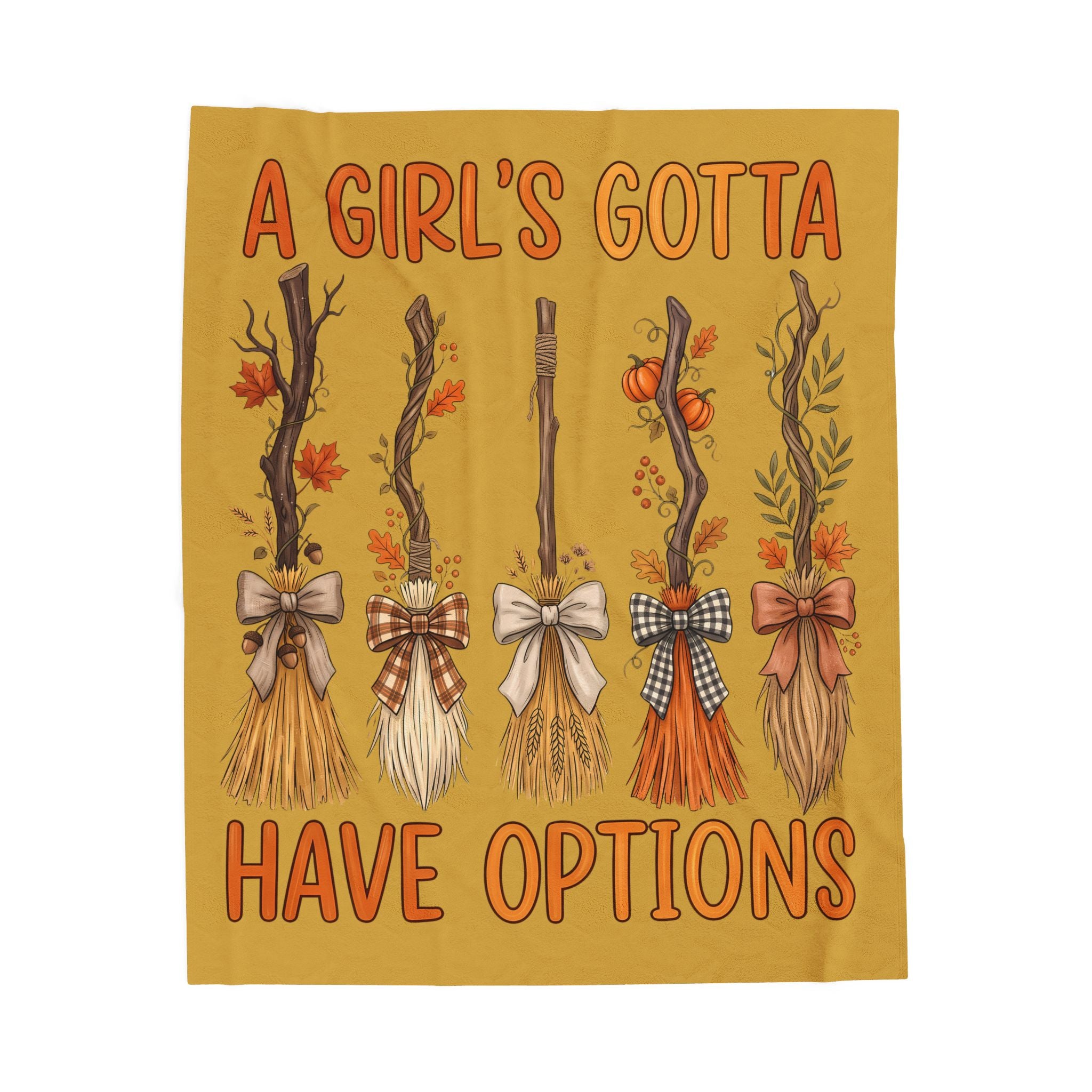 Fall brooms, cozy blanket