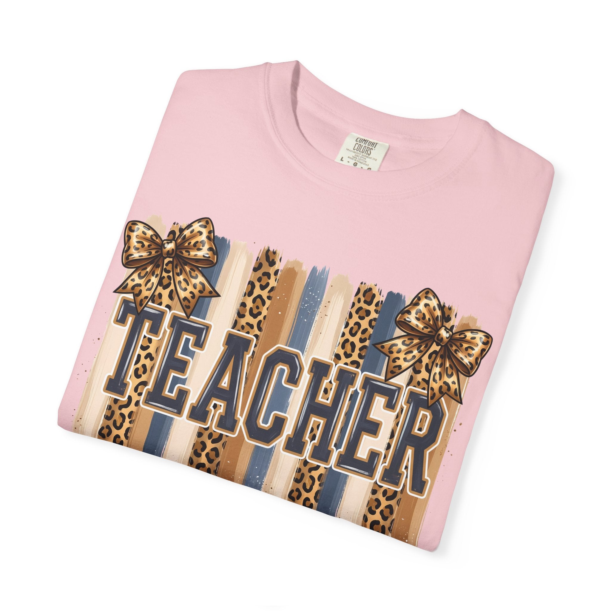 Teacher Leopard Print Striped T-Shirt