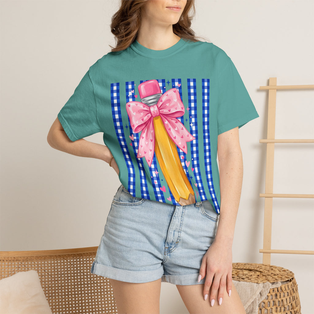 Pencil bow teacher T-shirt