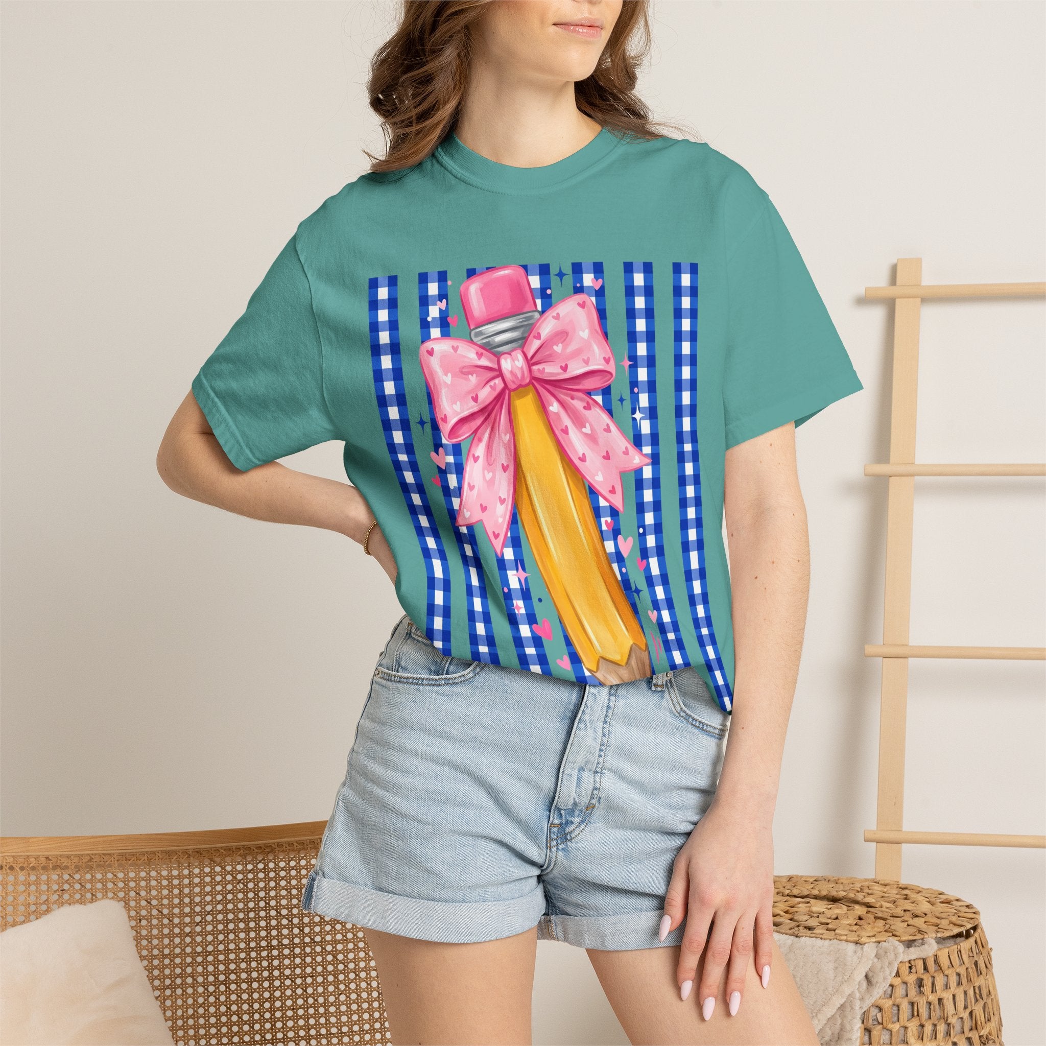 Pencil bow teacher T-shirt