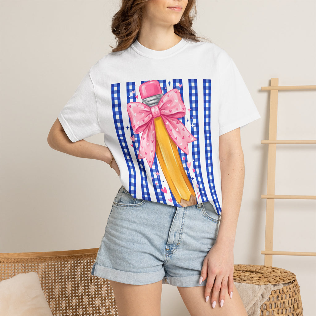 Pencil bow teacher T-shirt