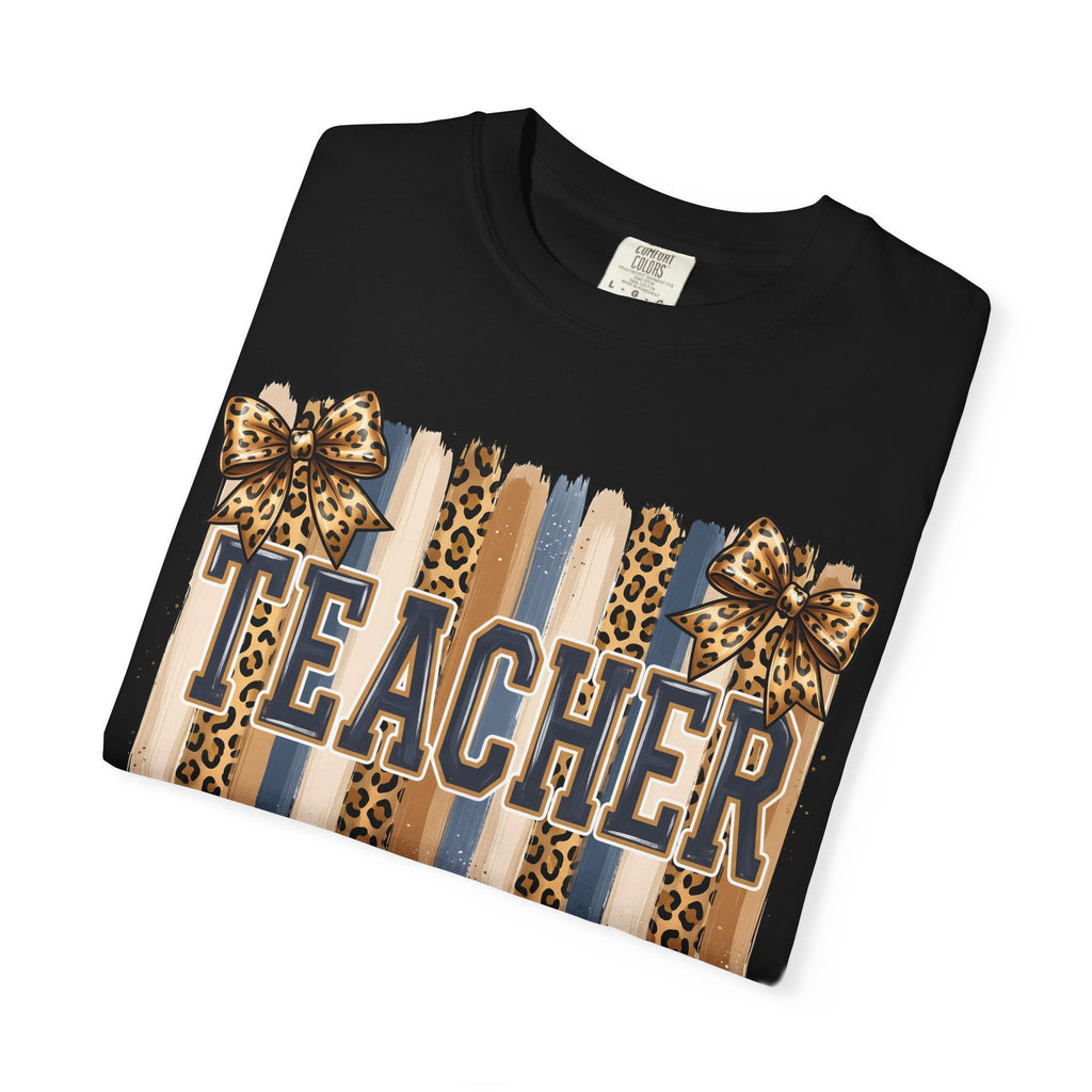 Teacher Leopard Print Striped T-Shirt