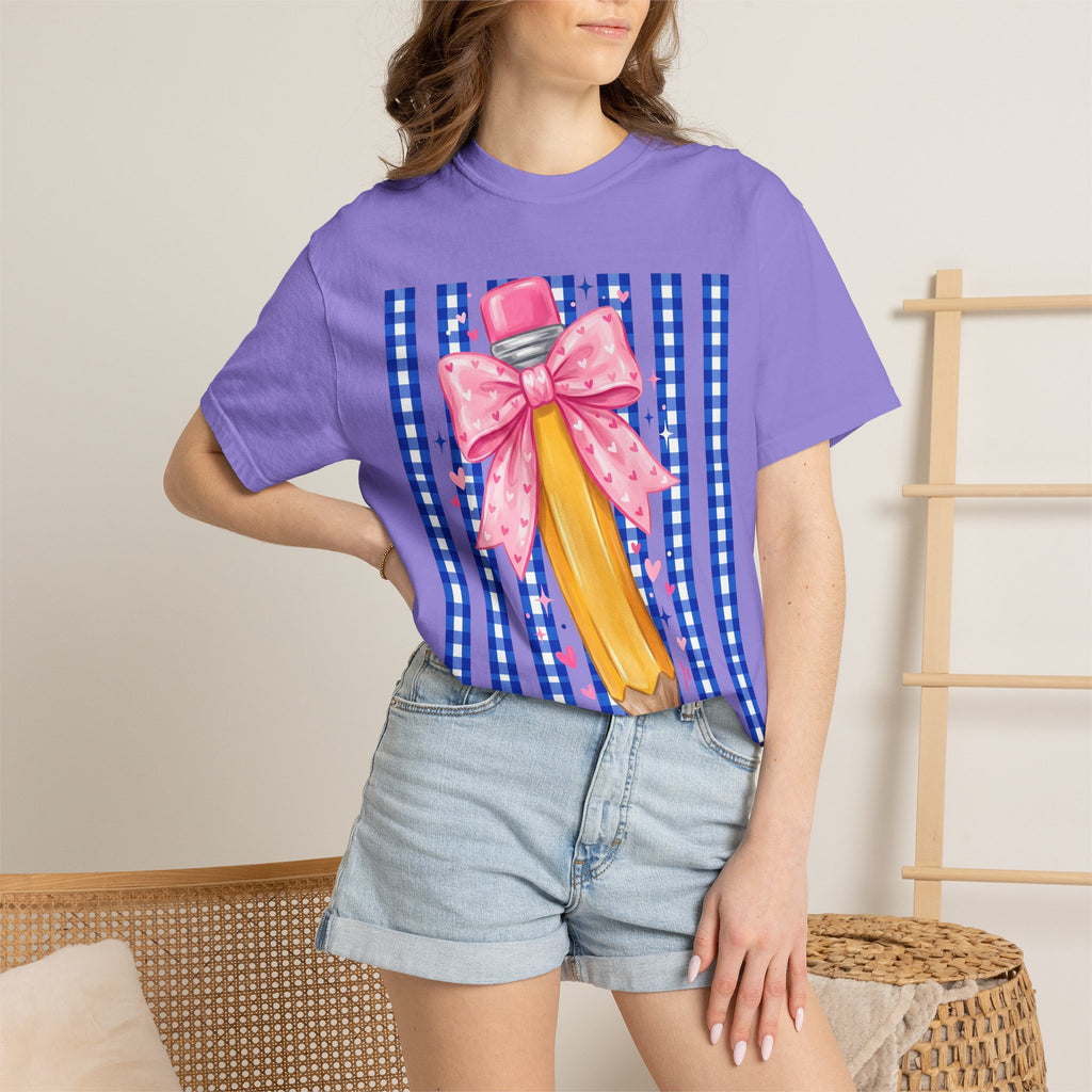 Pencil bow teacher T-shirt