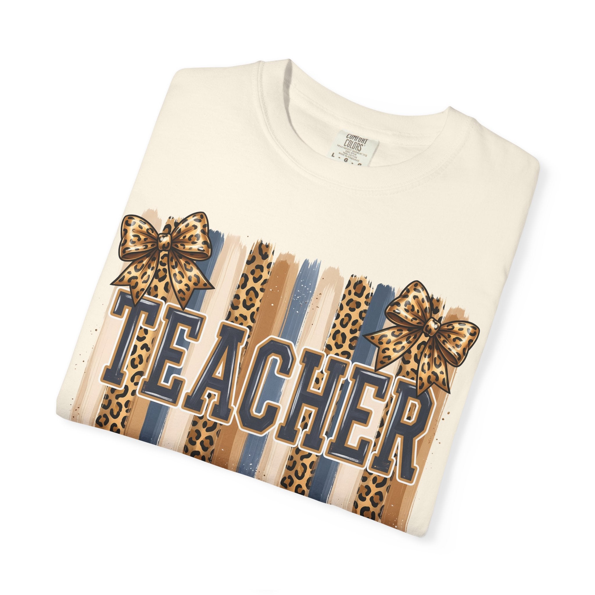 Teacher Leopard Print Striped T-Shirt