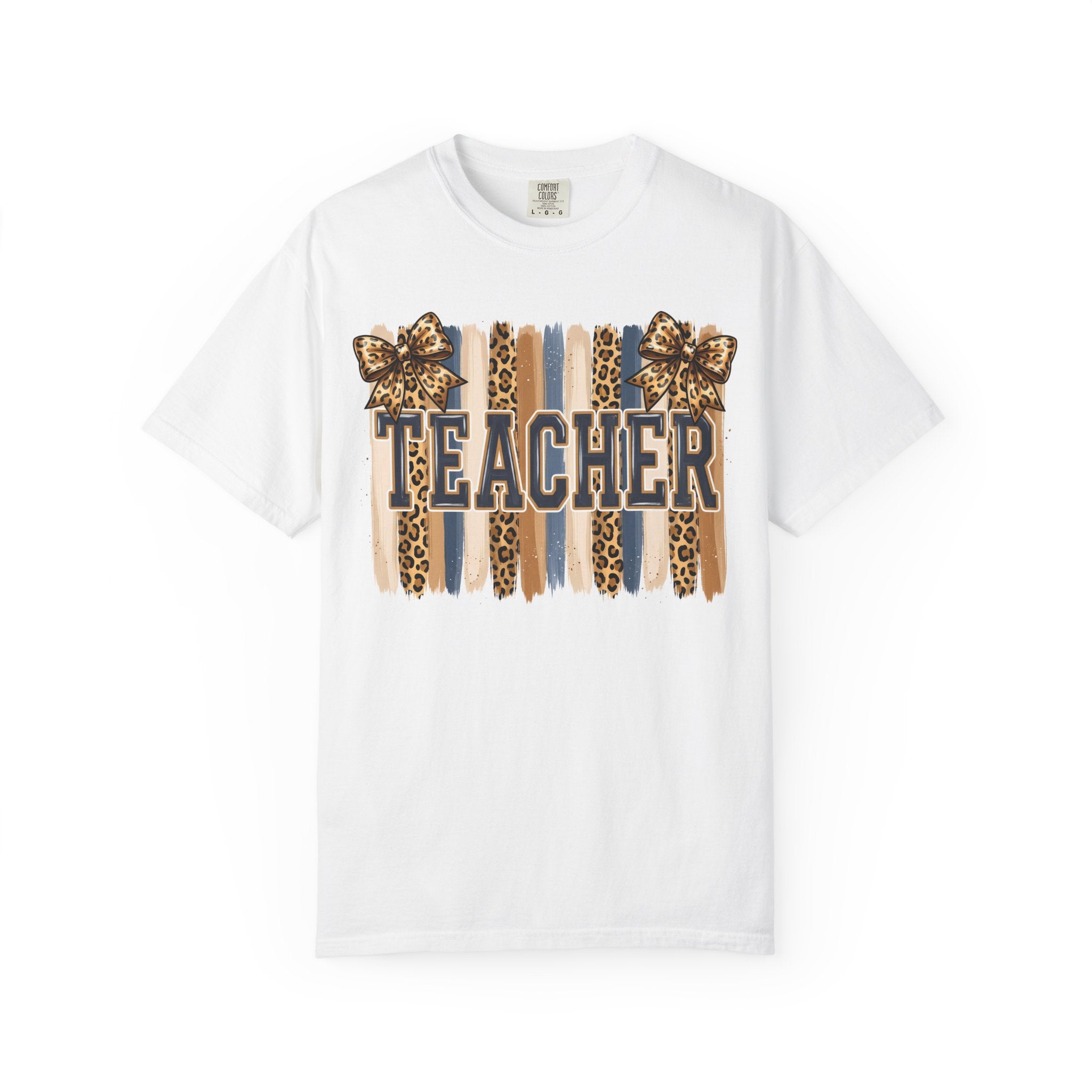 Teacher Leopard Print Striped T-Shirt