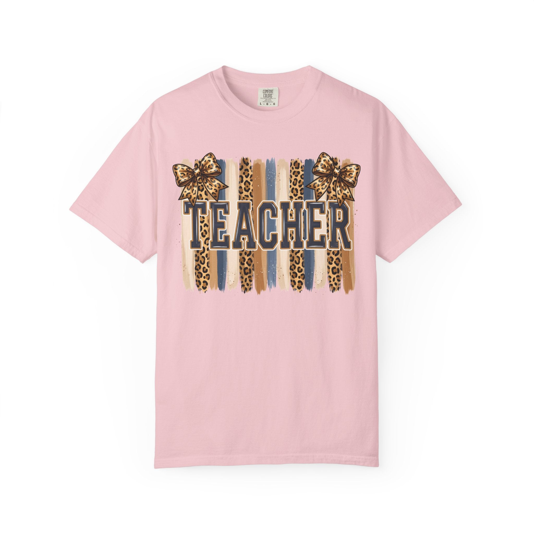 Teacher Leopard Print Striped T-Shirt
