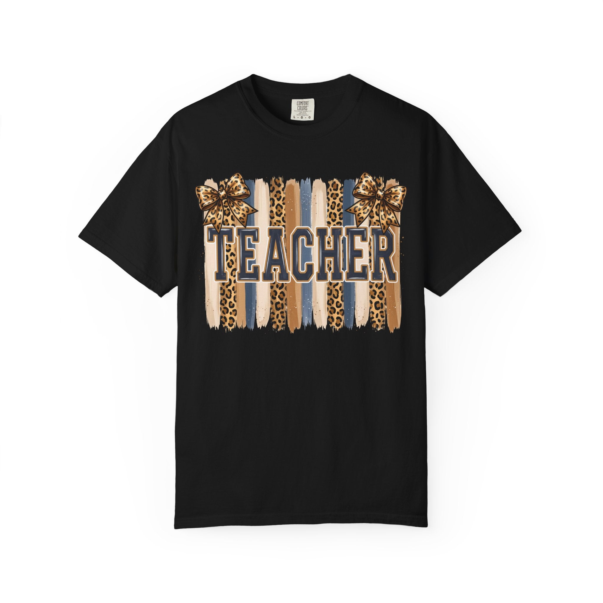 Teacher Leopard Print Striped T-Shirt
