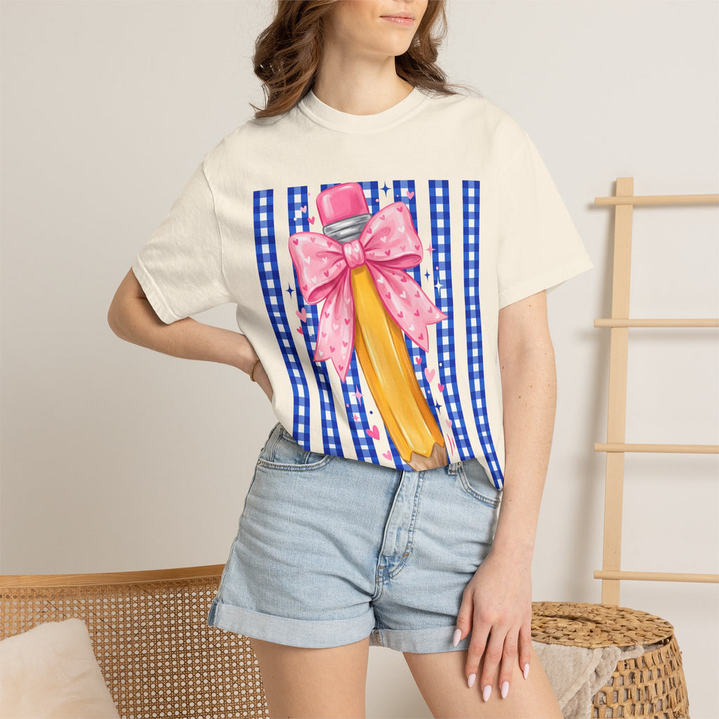 Pencil bow teacher T-shirt