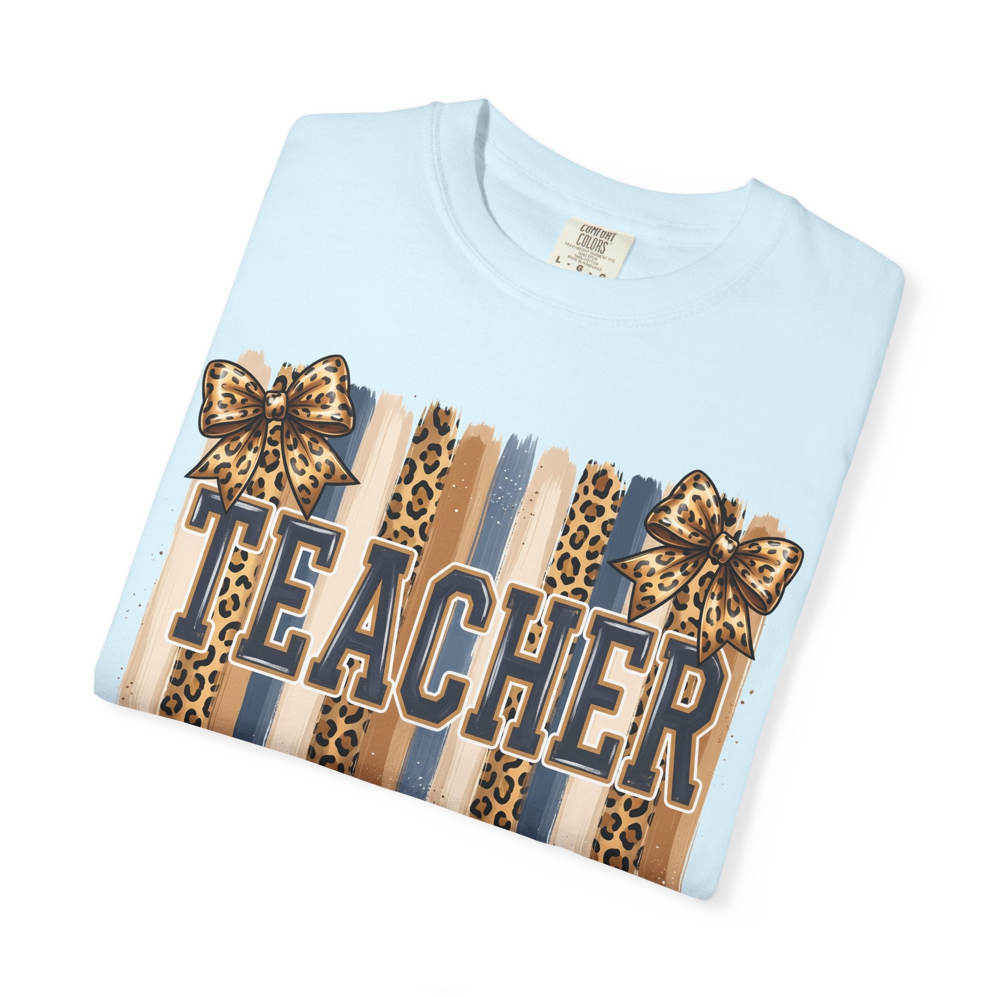 Teacher Leopard Print Striped T-Shirt