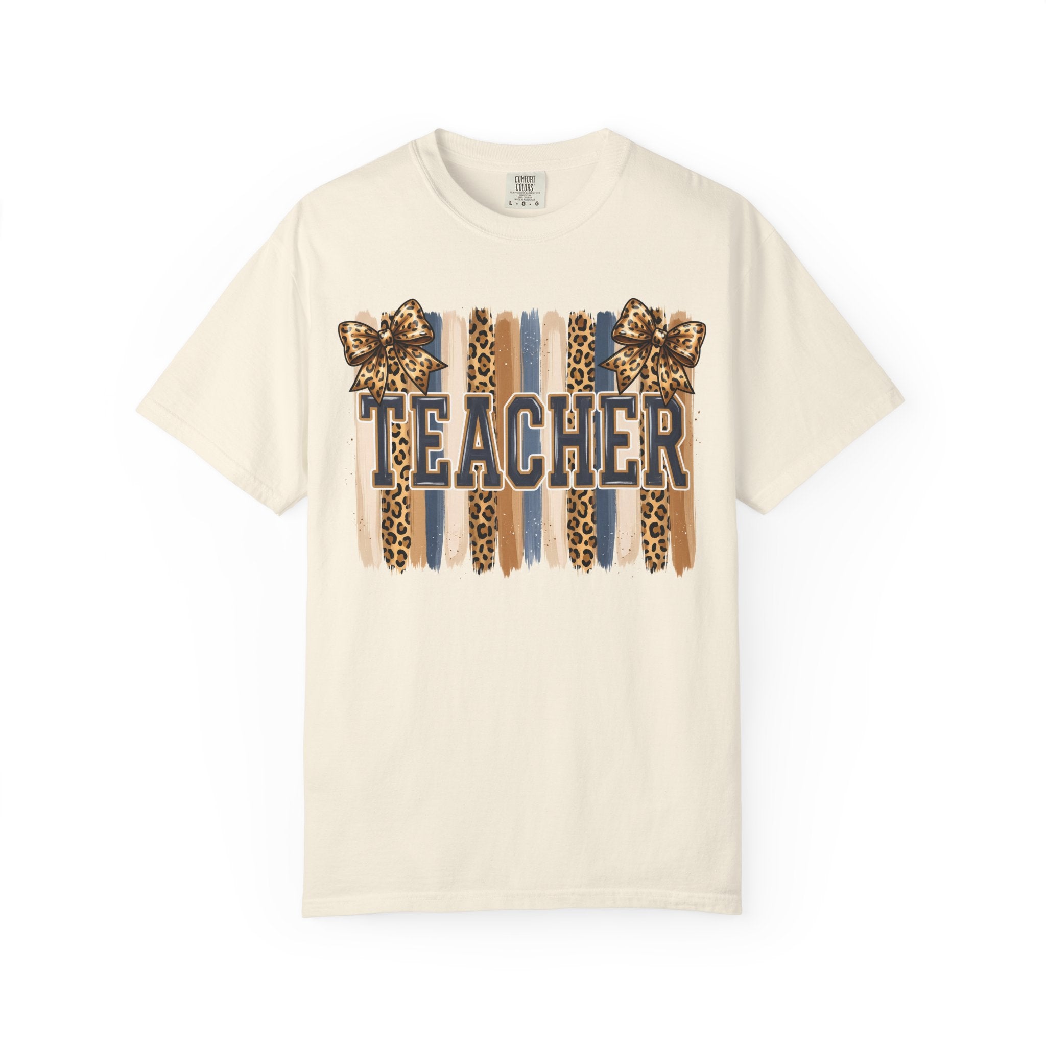 Teacher Leopard Print Striped T-Shirt
