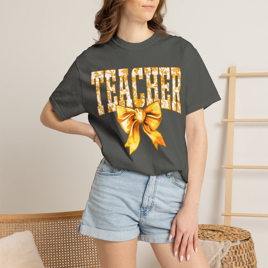 Yellow floral teacher T-shirt