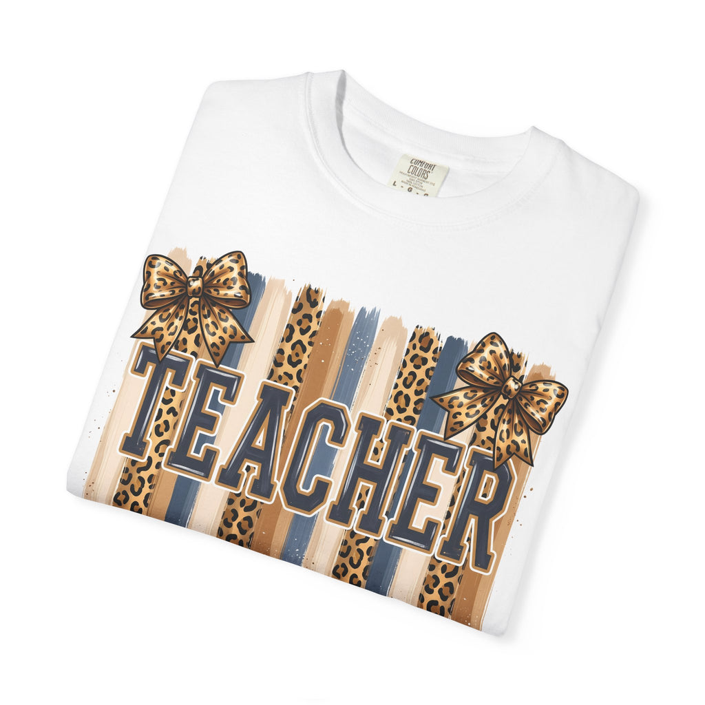 Teacher Leopard Print Striped T-Shirt