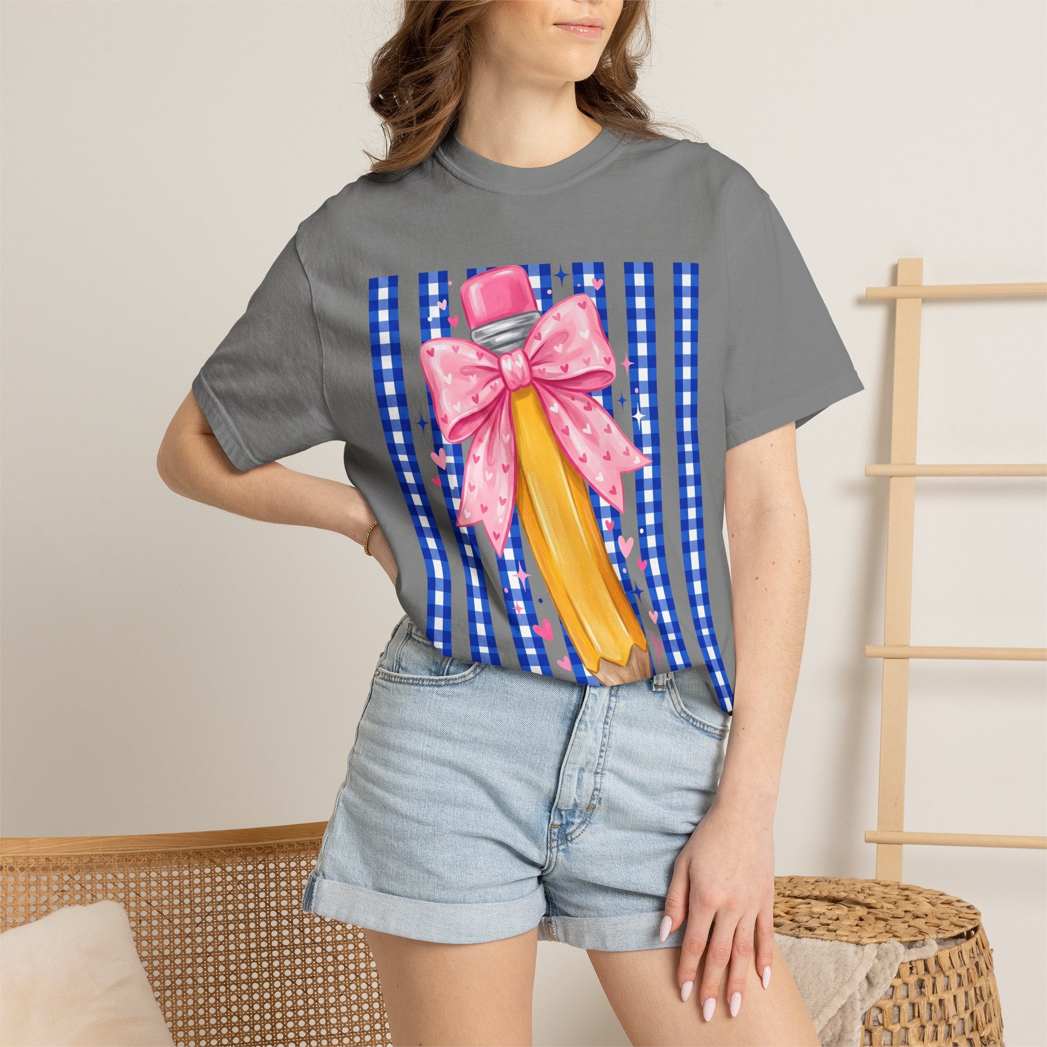 Pencil bow teacher T-shirt