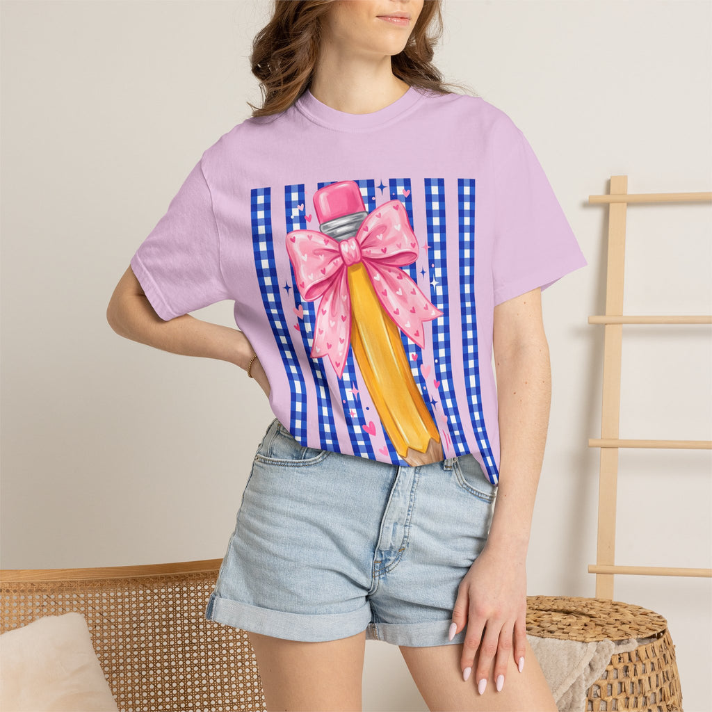 Pencil bow teacher T-shirt